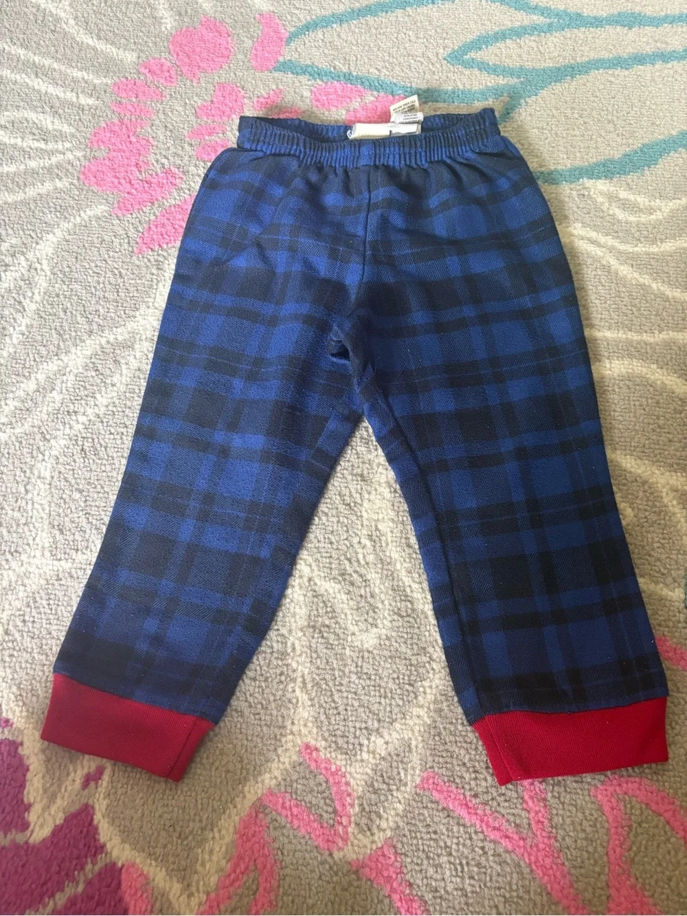 L.L. Bean Plaid Flannel Pajama Pants Toddler 3T Blue Black & Red